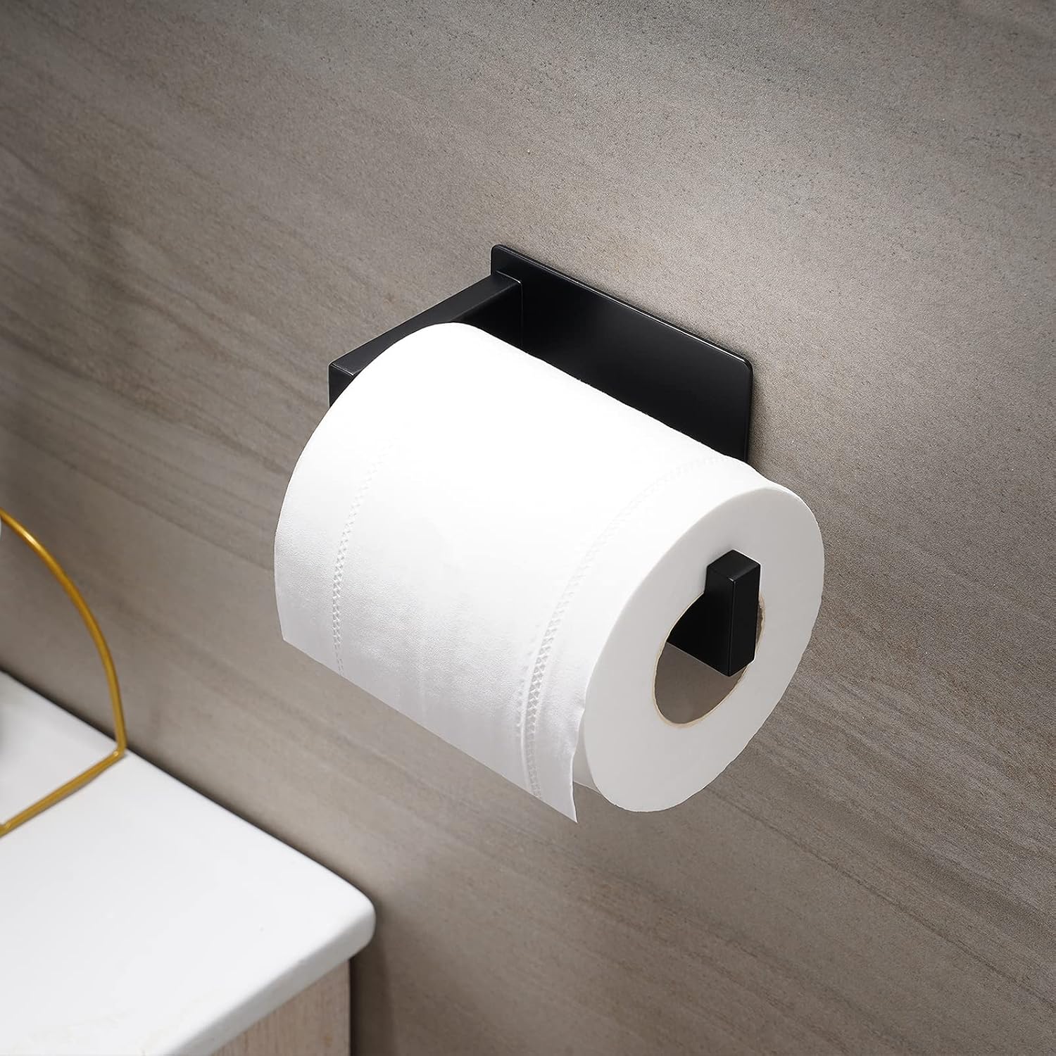 Toilet Paper Holder, Adhesive Toilet Paper Roll Holder, SUS304 Stainless Steel Rustproof Wall for Bathroom, Kitchen and Washroom, Black — image 3