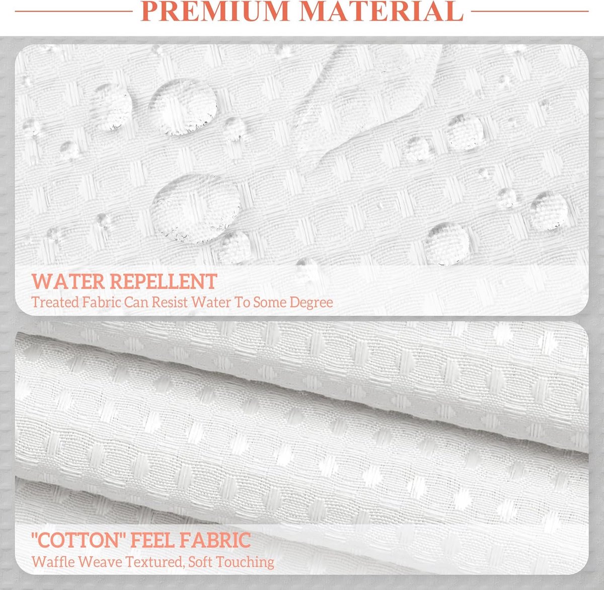 Waffle Weave Shower Curtain - Window Curtain - Fabric shower curtain for bathroom - Raised fabric - Waterproof - Washable - Suitable for bathroom, bedroom — image 4
