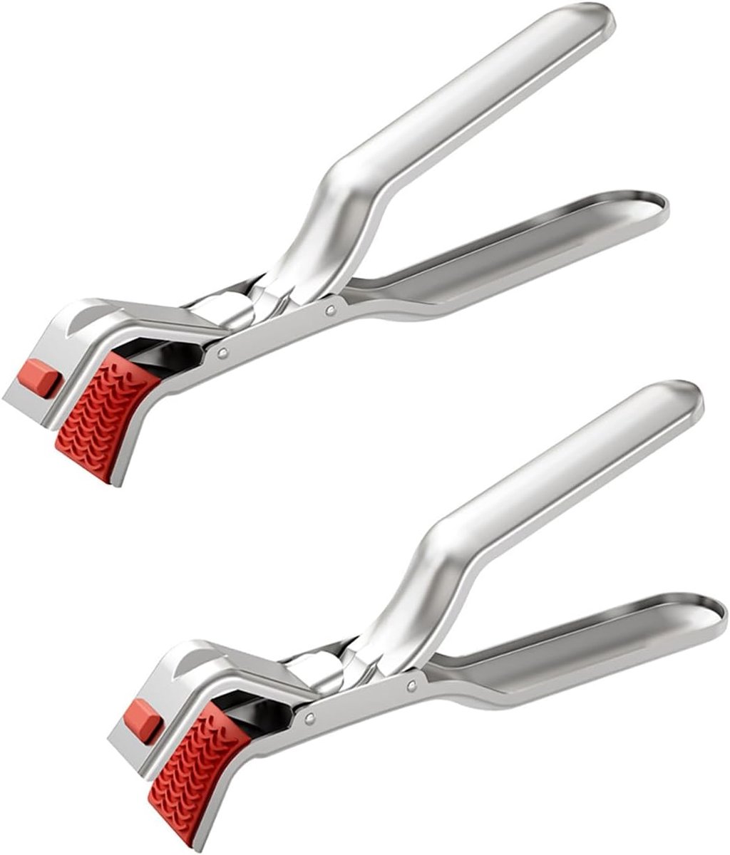 Barbecue Tongs - Anti-Scorch Clamps - Pack of 2 - Stainless Steel Anti-Scorch Clamps - Use to remove hot plates, bowls, pizza pans, etc. with food from