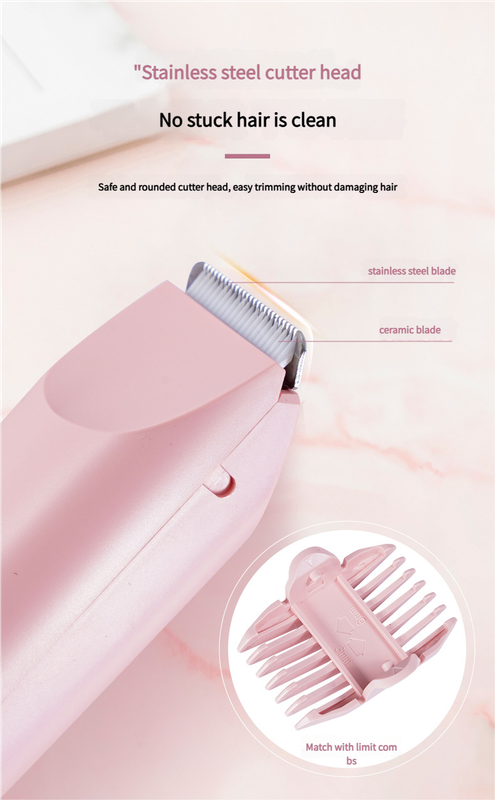 Dual-Head Electric Hair Trimmer - IPX7 Waterproof Body Groomer with Type-C Charging(pink) — image 4