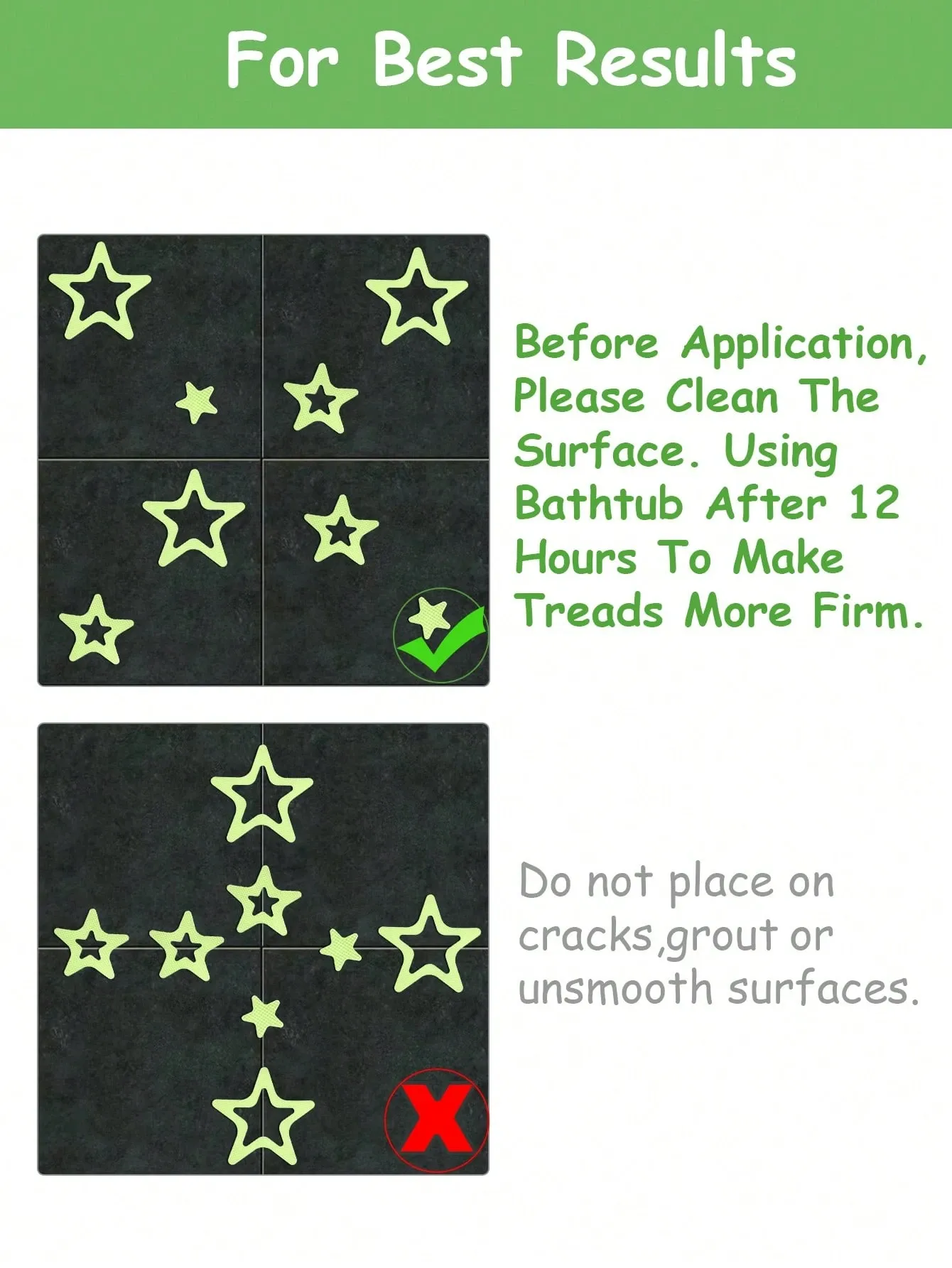 20Pcs Glow in The Dark Asymmetrical Pentagram Anti-Slip Stickers – Indoor Floor Anti-Slip Decals, Bathtub Decorative Stickers — image 5