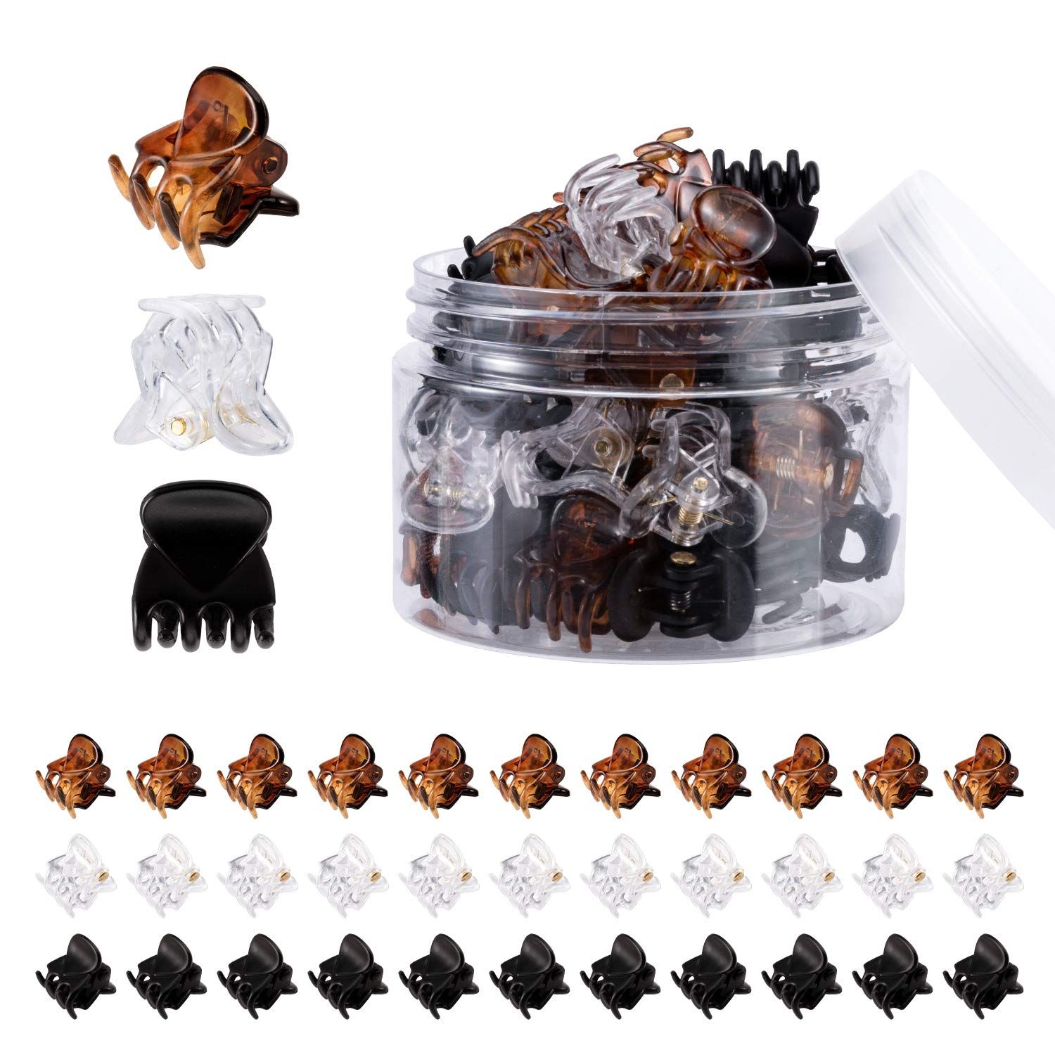 36 Piece Mini Hair Clips Strong Grip 3 Colors, 0.5 Inch