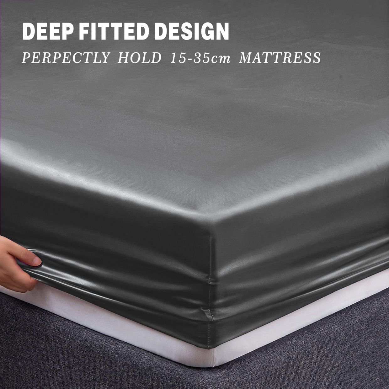 Art Silk Satin Sheet Set Hotel 4 Pieces Fitted/Flat Sheet Bedding Set-Luxury Soft Silky Sheets for Hair and Skin, Similar to Silk Bed Sheets Set 4 — image 4