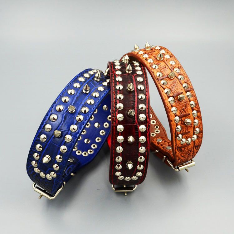 Chenjia Leather Dog Collar Large Breed Blue 4.3 × 58cm — image 2
