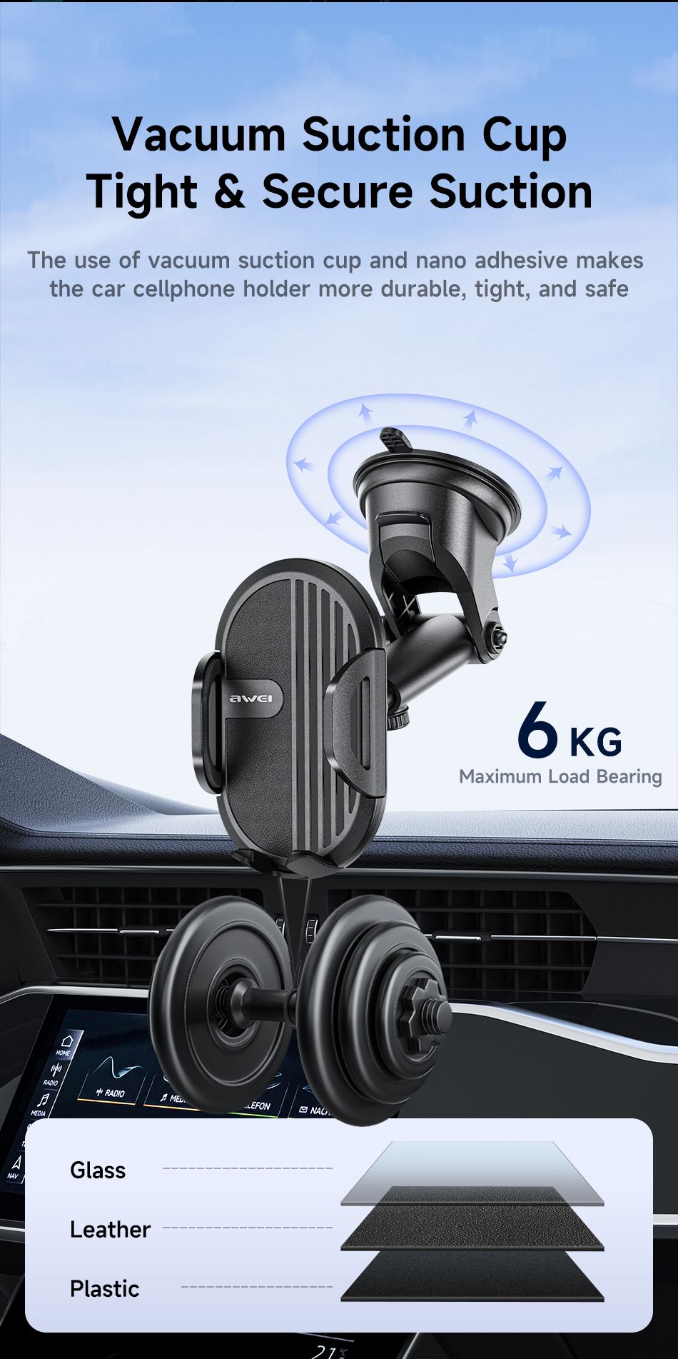 X72 360° Rotation Car Phone Holder, Auto Lock Air Vent Mount for All Mobile Phones,black — image 6