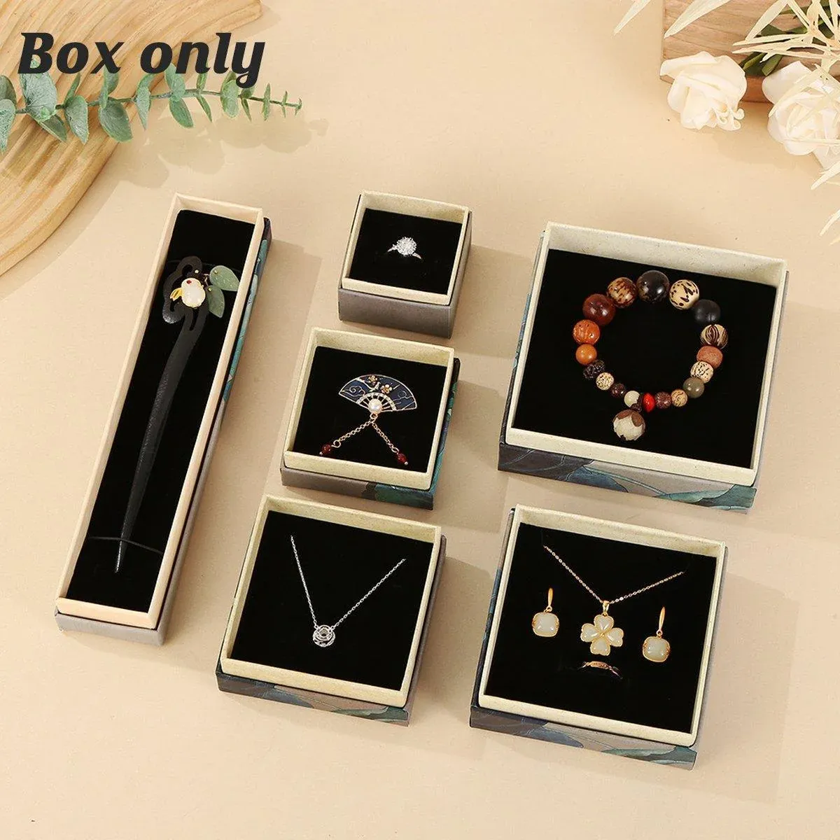 50pcs Blue Vintage Lotus Jewelry Box Paper Packaging Gift Boxes for Jewelry - 12*12*4cm(Box) โ image 6