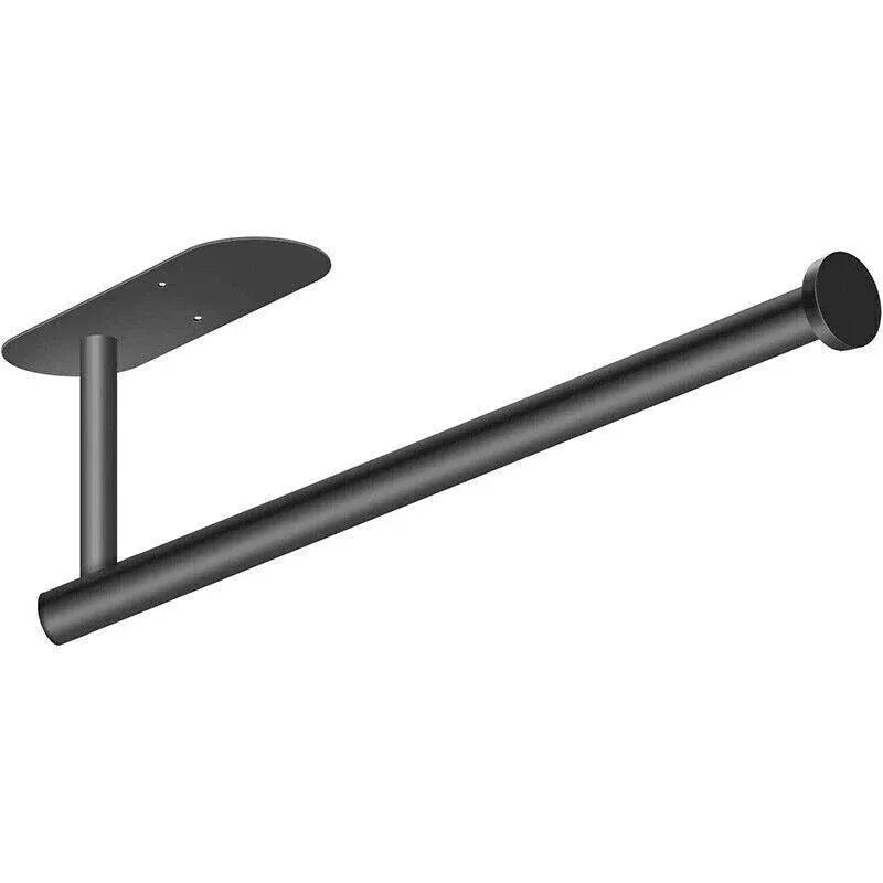 Kitchen Hanger Paper Roll Cabinet Towel Holder Organizer Rack Shelf Wall Adhesive - Black