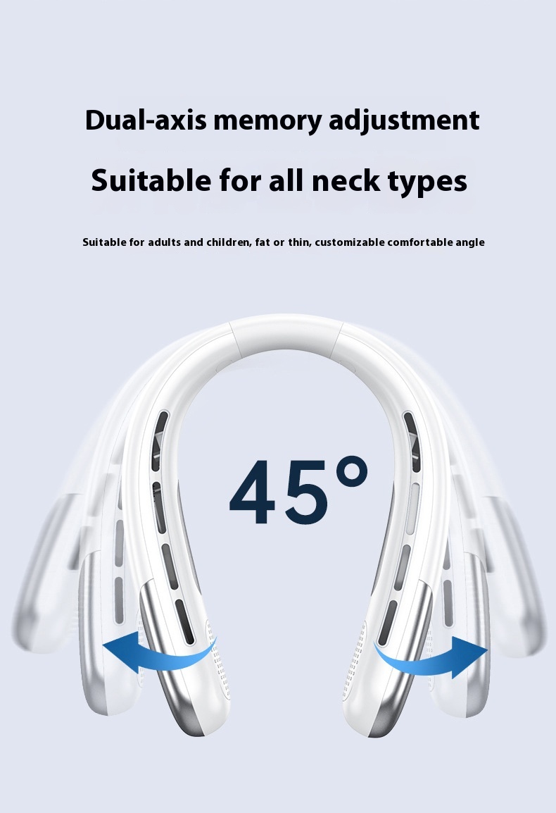 Digital Display Neck Fan - Rechargeable Portable Wearable Fan with Adjustable Speed- Blue 2400mAh — image 4