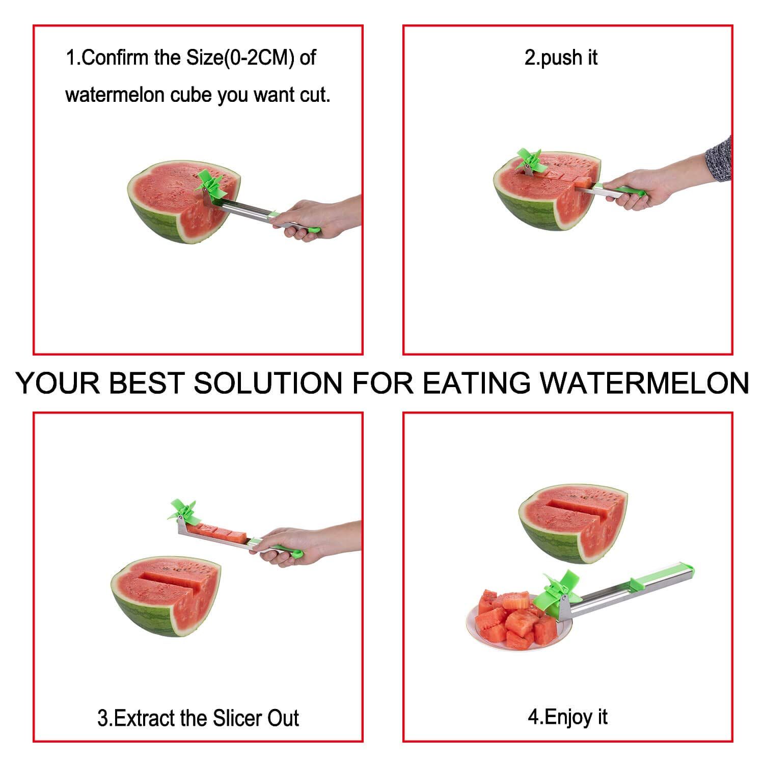 Watermelon Windmill Cutter Slicer, YIDADA Stainless Steel Shape Fruit Tools Quickly Cut Tool Kitchen Gadgets — image 5