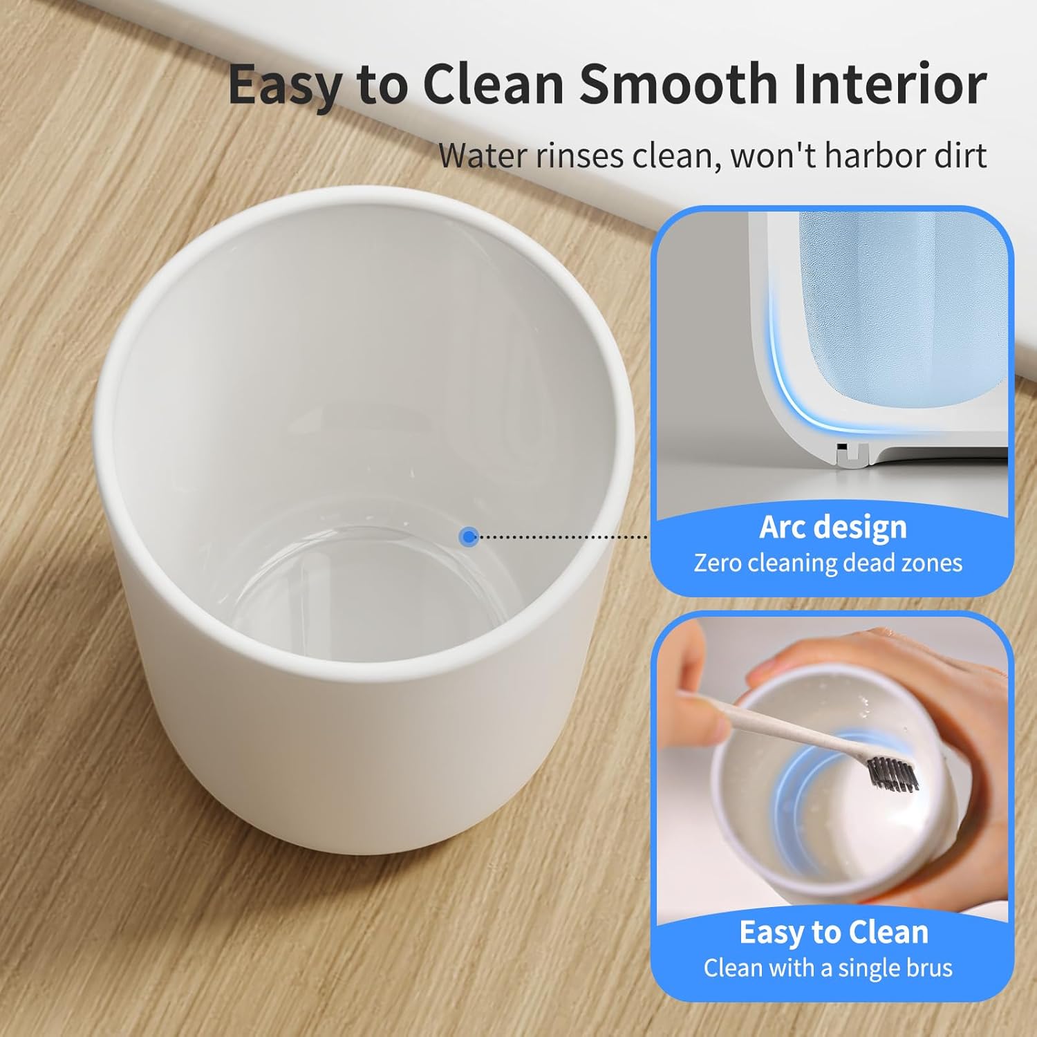 Toothbrush Cup 13oz 380ml, Unbreakable Reusable Bathroom Tumbler 2Pcs, Non-Slip Plastic Bathroom Cup Toothbrush Holders for Bathroom White — image 2