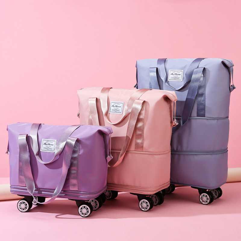 Light Purple Large Capacity Foldable Travel Bags with Wheels - Lightweight Waterproof Duffel Totes โ image 2