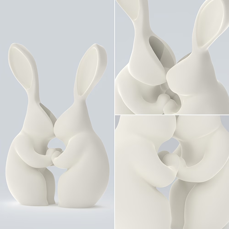 3D printed Easter bunny vase, ceramic-look plastic vase. White — image 3
