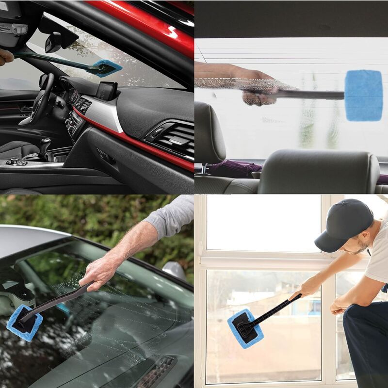 Interior Windshield Cleaner - Long Handle Car Windshield Cleaner Interior Windshield Cleaning Fog Moisture Removal - Pack of 2, Microfiber material โ image 4