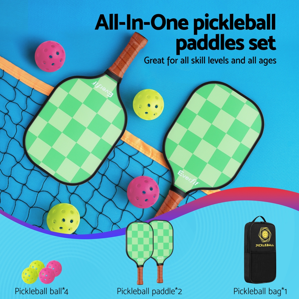 Everfit Pickleball Paddle Set Fiberglass with Balls Bag Tournament Kit 2PCS Pickle Balls Rackets โ image 4