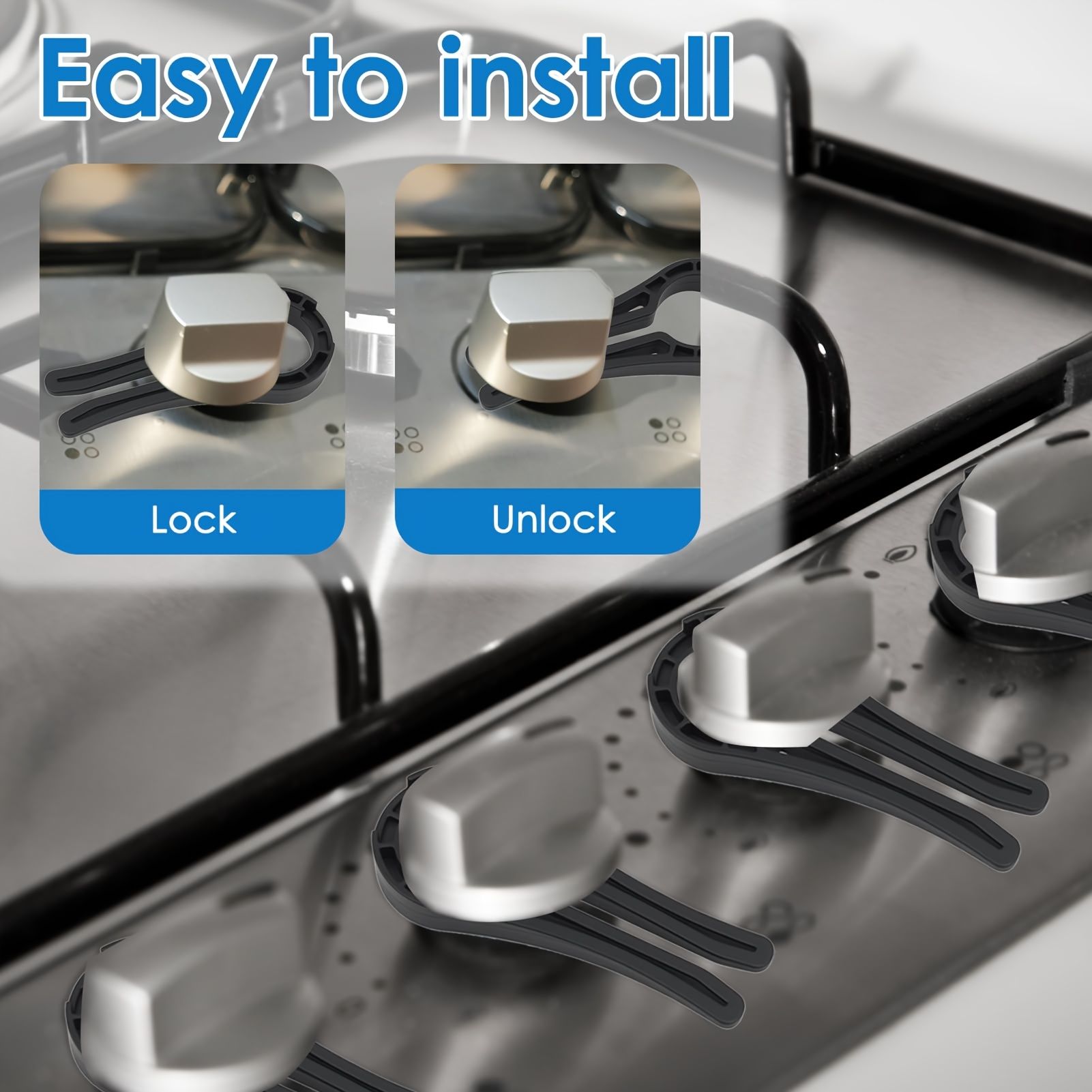 Set of 10 Safety Locks for Gas Stove Knobs, Protective Covers for Stove Knobs, Safety Covers for Oven Knobs 10pcs — image 5