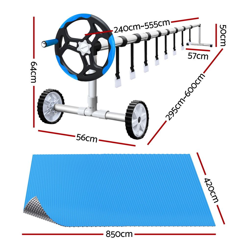 Aquabuddy Pool Cover 500 Micron 8.5x4.2m Silver Swimming Pool Solar Blanket 5.5m Blue Roller โ image 2