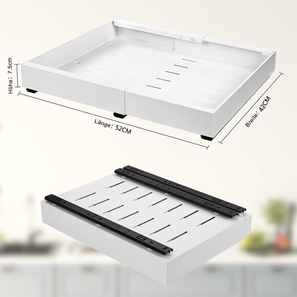 1 Layer Adjustable Metal Storage Shelf for Cabinets, Telescopic Drawer Pull-Out, Compatible with Kitchen Cabinet, 32–52 x 42 x 7.5 cm — image 5