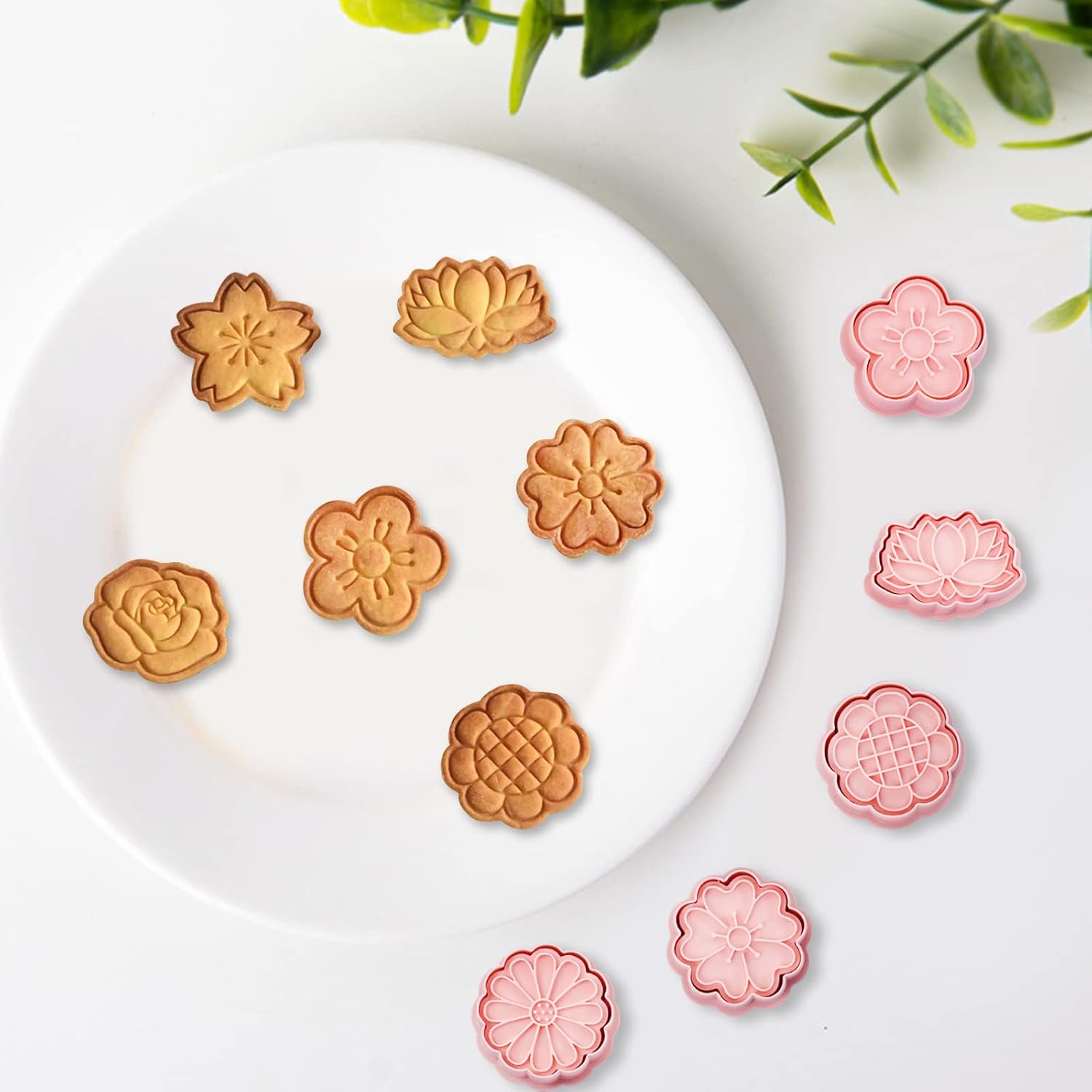 Set of 8 cookie cutters for kids, 3D cookie cutter, flower shape, cookie shape, DIY, baking cakes, tool, fondant, cake, baking — image 6
