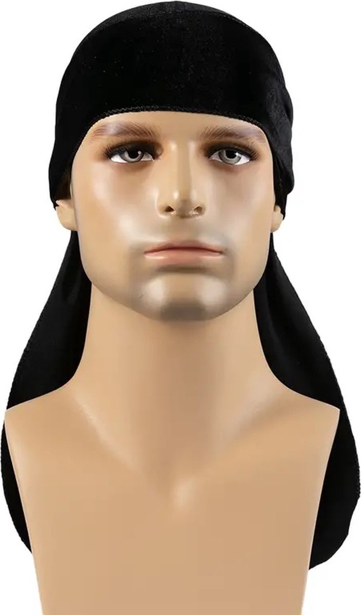Durag Bandana | Silky Soft | Headscarf | Headband | Hairnet | Moisture Absorbing | Unisex | Black