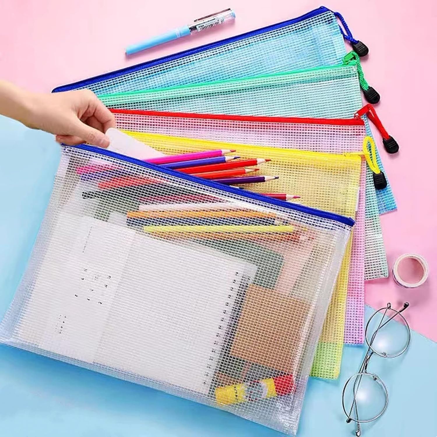 A5 Plastic Wallet Map Zip Closure Document Bag Files Zip Closure for Office Home School Supplies 5 Pieces — image 5