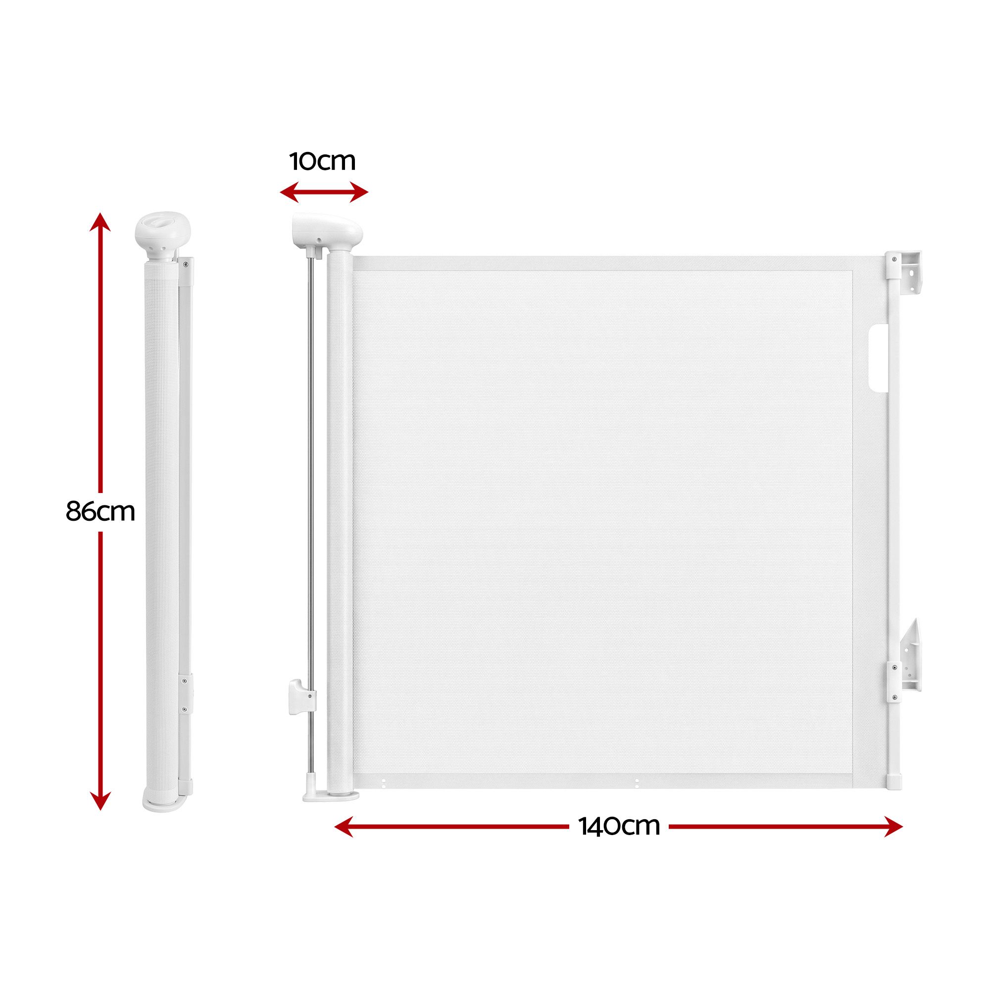 Keezi Retractable Gate Baby Gate Pet Safety Fence Extends up to 140cm White โ image 2