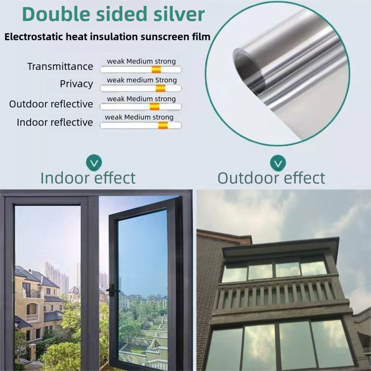 Premium 6-Layer Sliver Window Film for Home/Office β Reflective One-Way Privacy, 50cm x 2m One Roll, UPF 50+ UV Block,With Full Install Tools