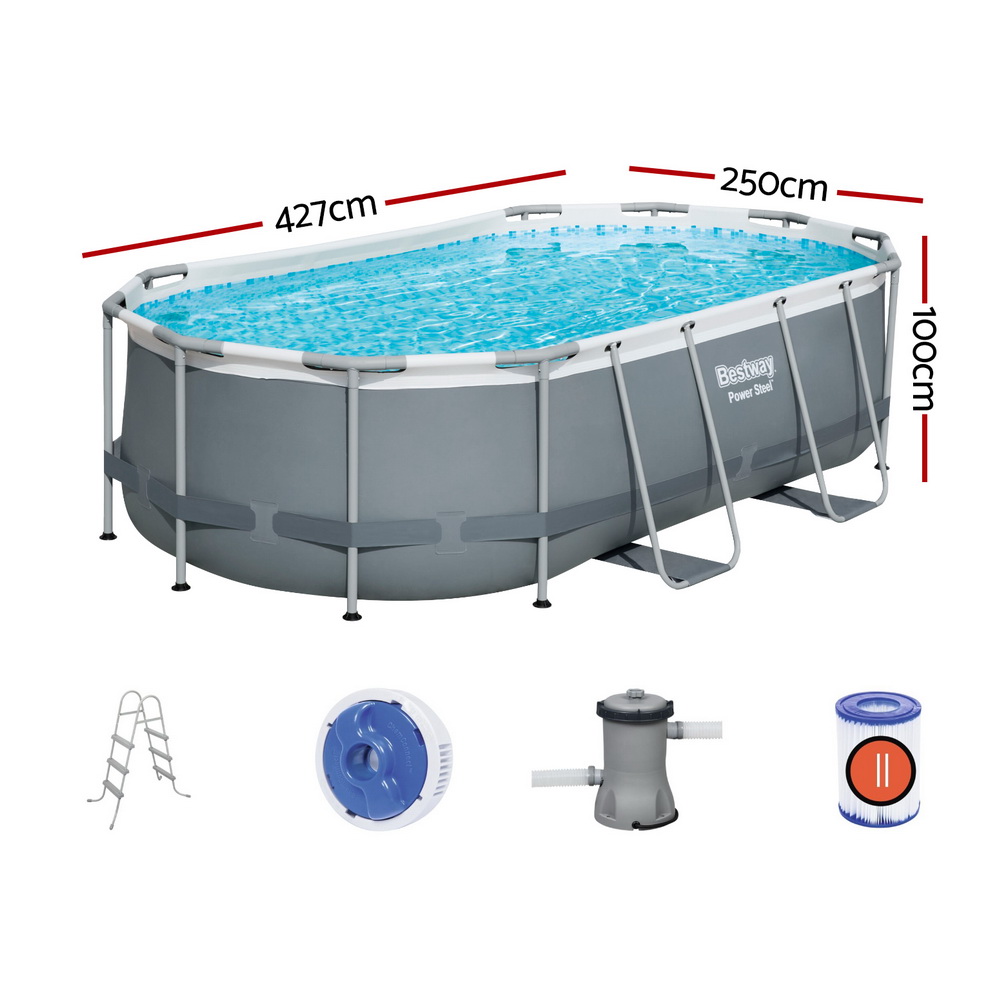 Bestway Swimming Pool 427x250x100cm Steel Frame Above Ground Pools Filter Pump Ladder 7250L — image 2