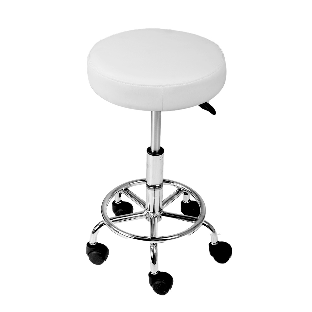 Artiss Salon Stool Round Swivel Chair White โ image 3
