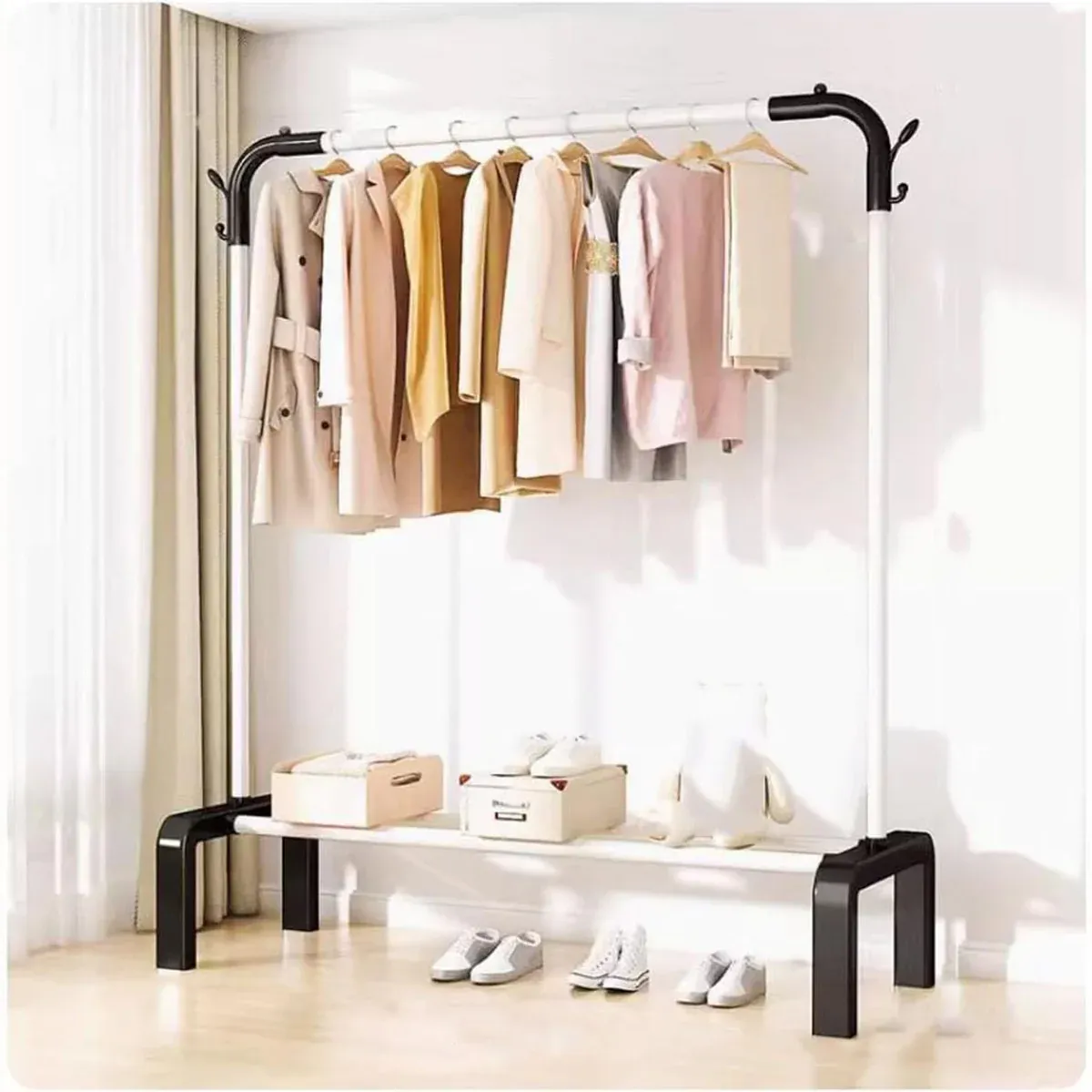 Clothes Rack Durable Sturdy for Home Bedroom Laundry Room Storage Organizer - White — image 5