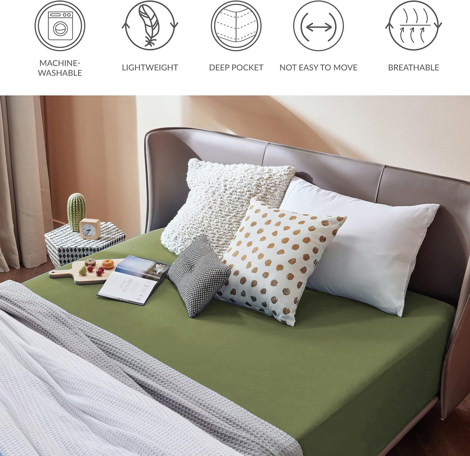 2000TC Hotel Quality Fitted Sheets - 2 Piece Fitted Sheets -Breathable Bedding - Wrinkle, Fade, Stain Resistant- 16inch/40cm Deep Pocket Fitted Bed — image 6