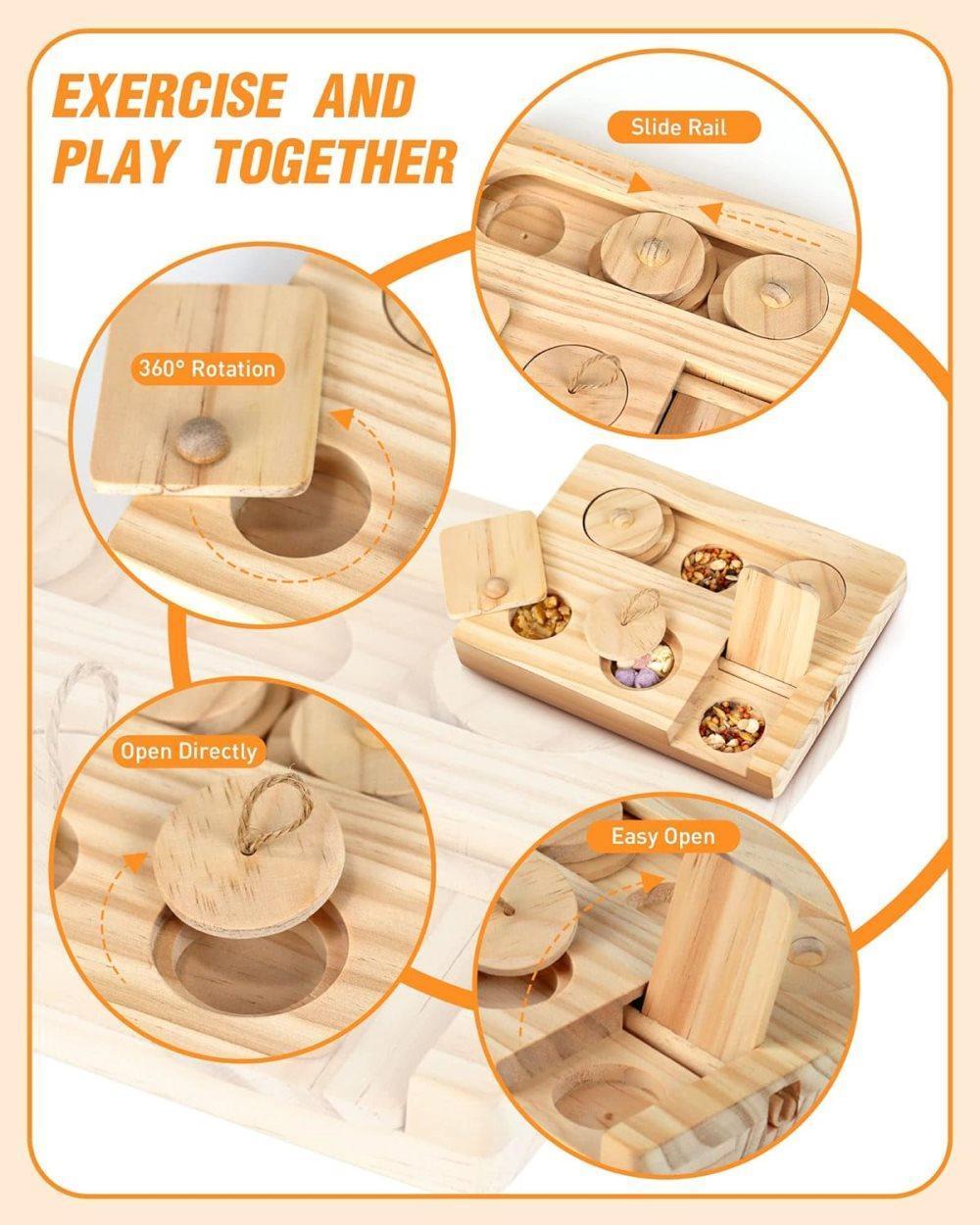 6-in-1 Hamster Feeder Interactive Wooden Game with Treat Dispenser and Rodent Search Toy for Hamsters Rabbits Chinchillas Gerbils — image 3