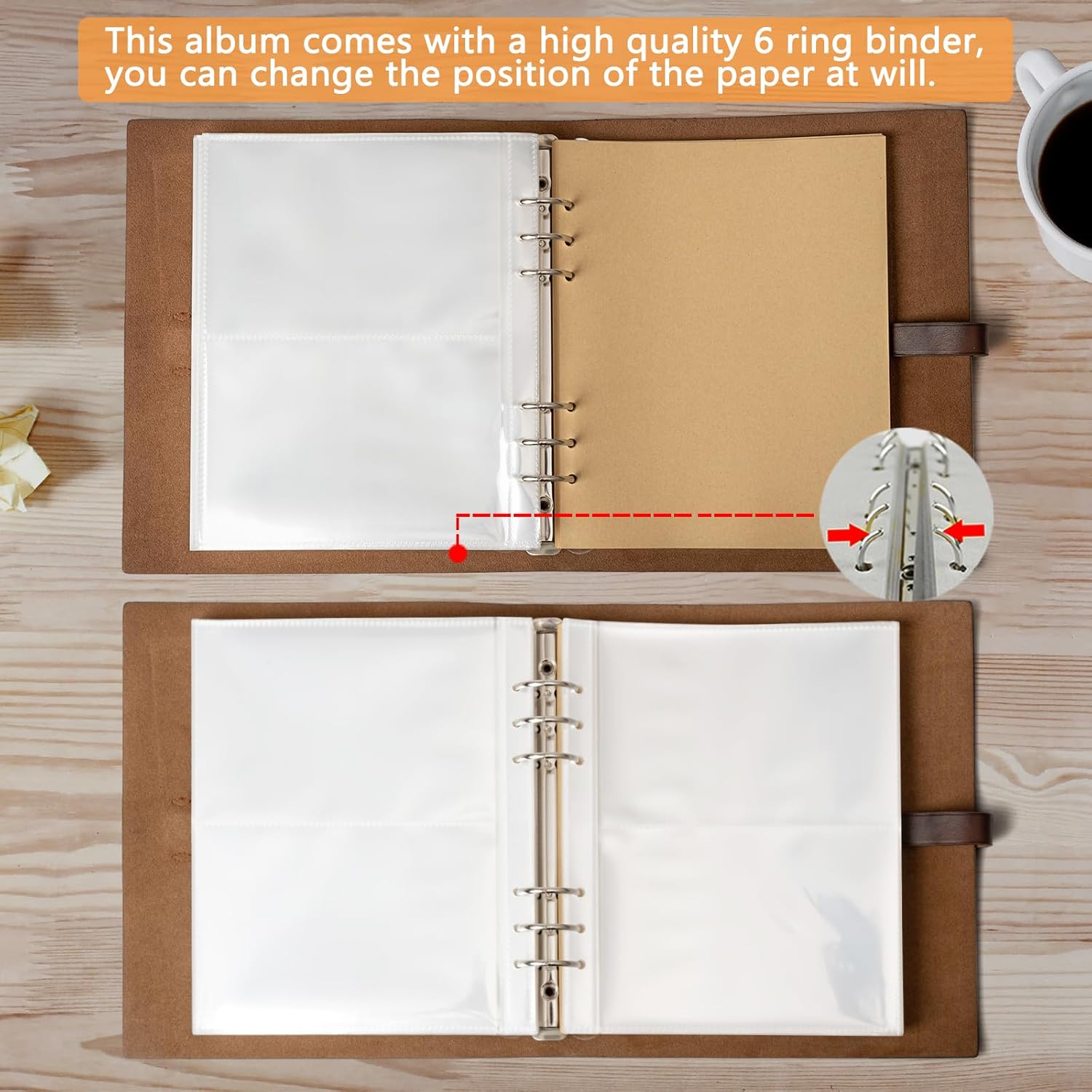 Photo Album 4x6 200 Photos, Genuine Leather Photo Albums with Writing Space with 30 Writing Paper, Travel Family Wedding Kids Graduation Ultrasound Baby — image 6