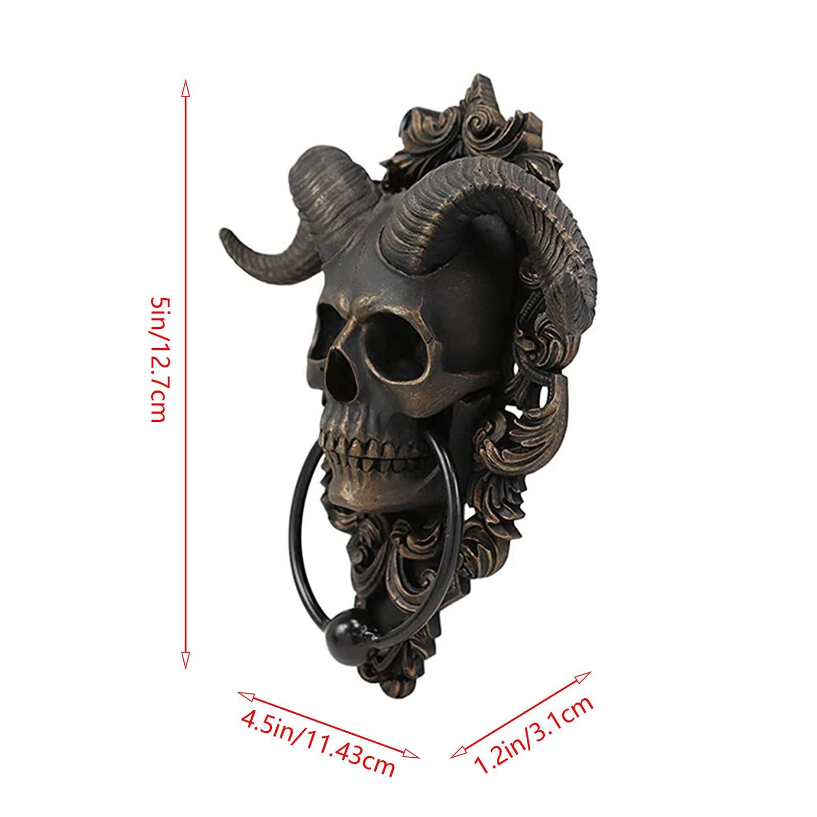 Horned God Skull Hanging Door Knocker-Heavy Duty Gothic -Graduation 2024 Decorations Home Decor (Gray) — image 5