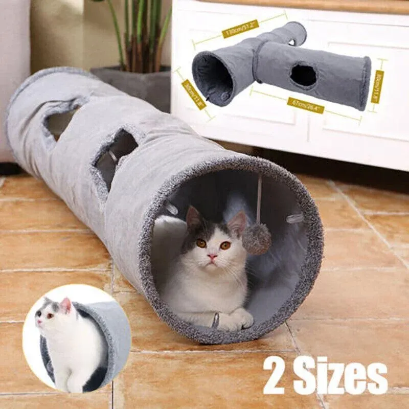 Cat Tunnel Pet Toys Play Hide Tube With Ball For Large Cat Dogs Rabbit - S- 67x30CM โ image 2