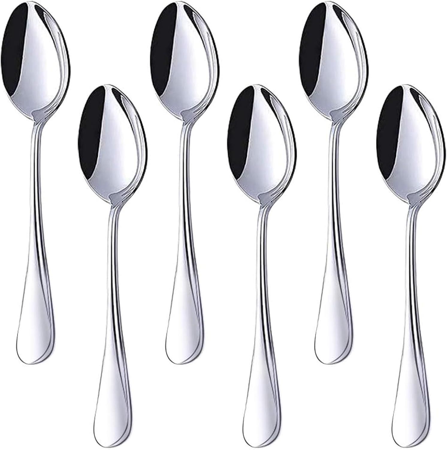 Stainless Steel Teaspoons, 6-Piece Coffee & Dessert Spoons Set, 6.7 Inch Small Spoons for Tea, Sugar, Yogurt & Ice Cream, Mirror Polished, Dishwasher Safe