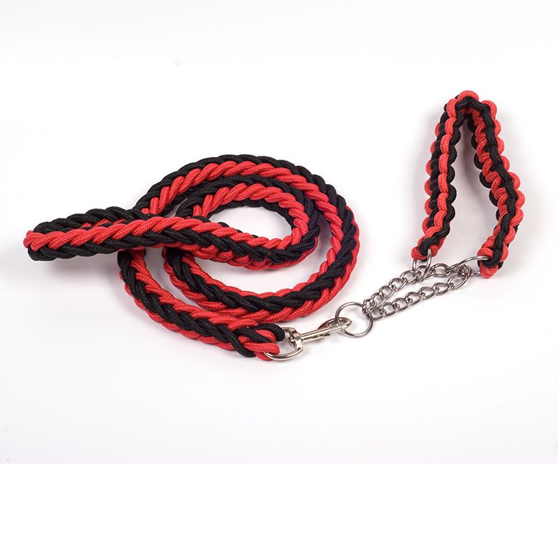 Dog Leash Nylon Hand Woven 1.5cm Red and Black 3.0cm