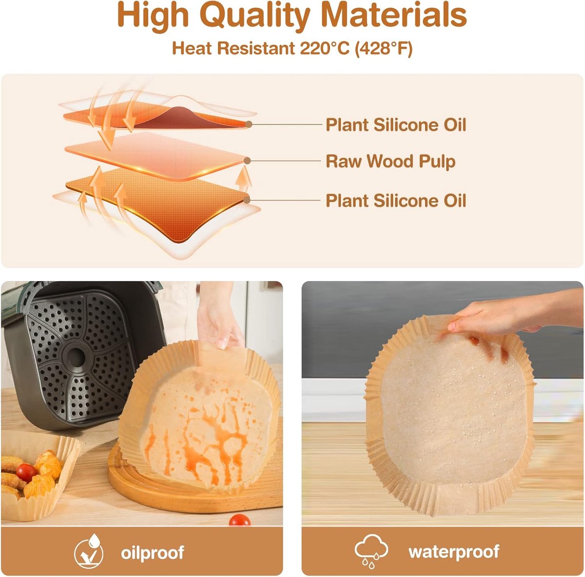 Airfryer Paper (100 sheets) - Airfryer Paper Mat 20 cm - Non-stick Airfryer Paper - Baking Mat - BPA-free - Suitable for 3-6 litre ovens - Baking Tray — image 4