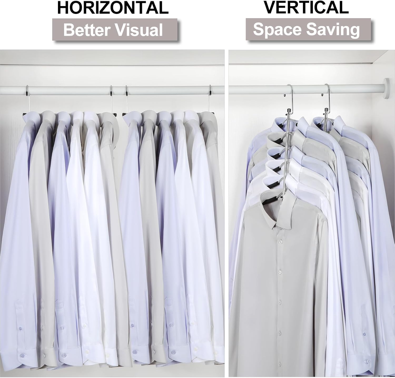 TOPIA HANGER Clothes Hanger Space Saving, 6 Tier Shirt Coat Hangers Space Saving No Bump Shoulder Hangers with No Slip Foam Padded Hangers Closet Organizers — image 3