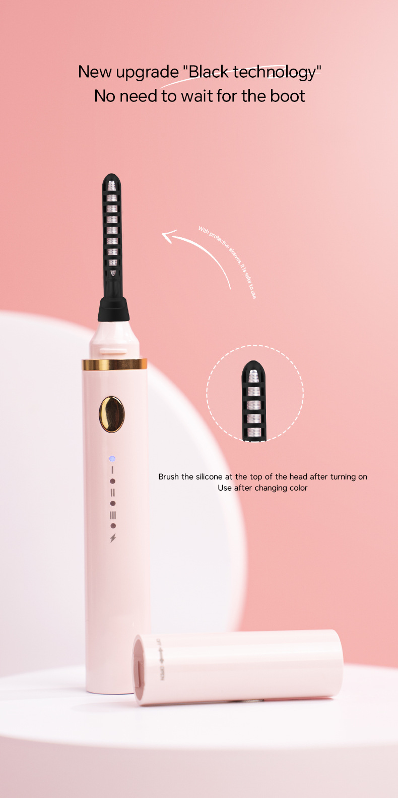 Rechargeable Heated Eyelash Curler Wand - 3 Temperature Gears, Type-C Charging, All-Day Curl(White) โ image 5