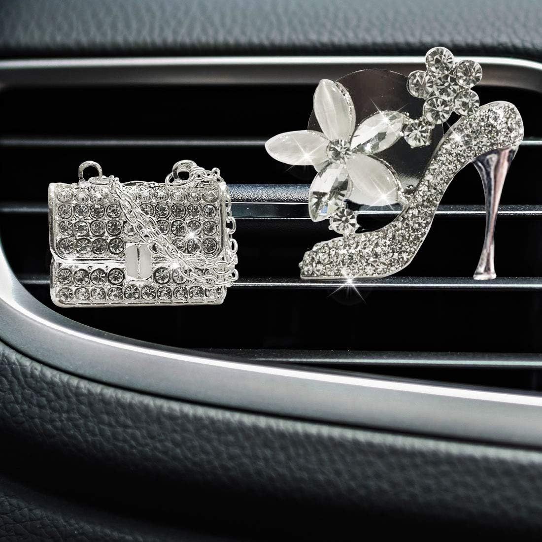 Crystal High Heel Shoe & Magic Bag Car Air Vent Clip Charm Bling sparkly bedazzled rhinestone Car Bling Accessories, Car Interior Decoration Charm, Rhinestone