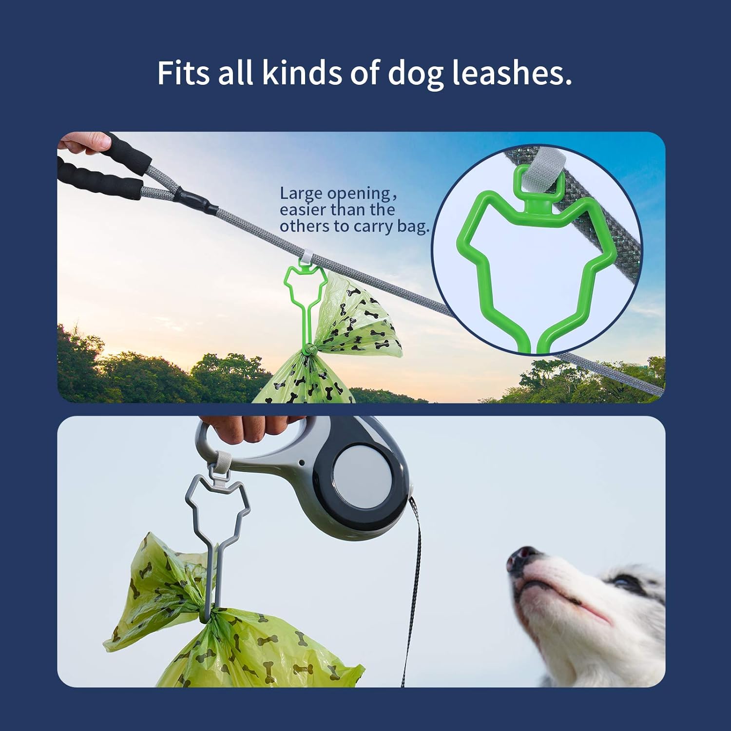 ® 2Pcs Dog Poop Bag Holder, Premium Waste Bag Holder Carrier for Leash, Dog Poop Bag Dispenser for Walking Running Bicycle Accessory (Black) — image 4
