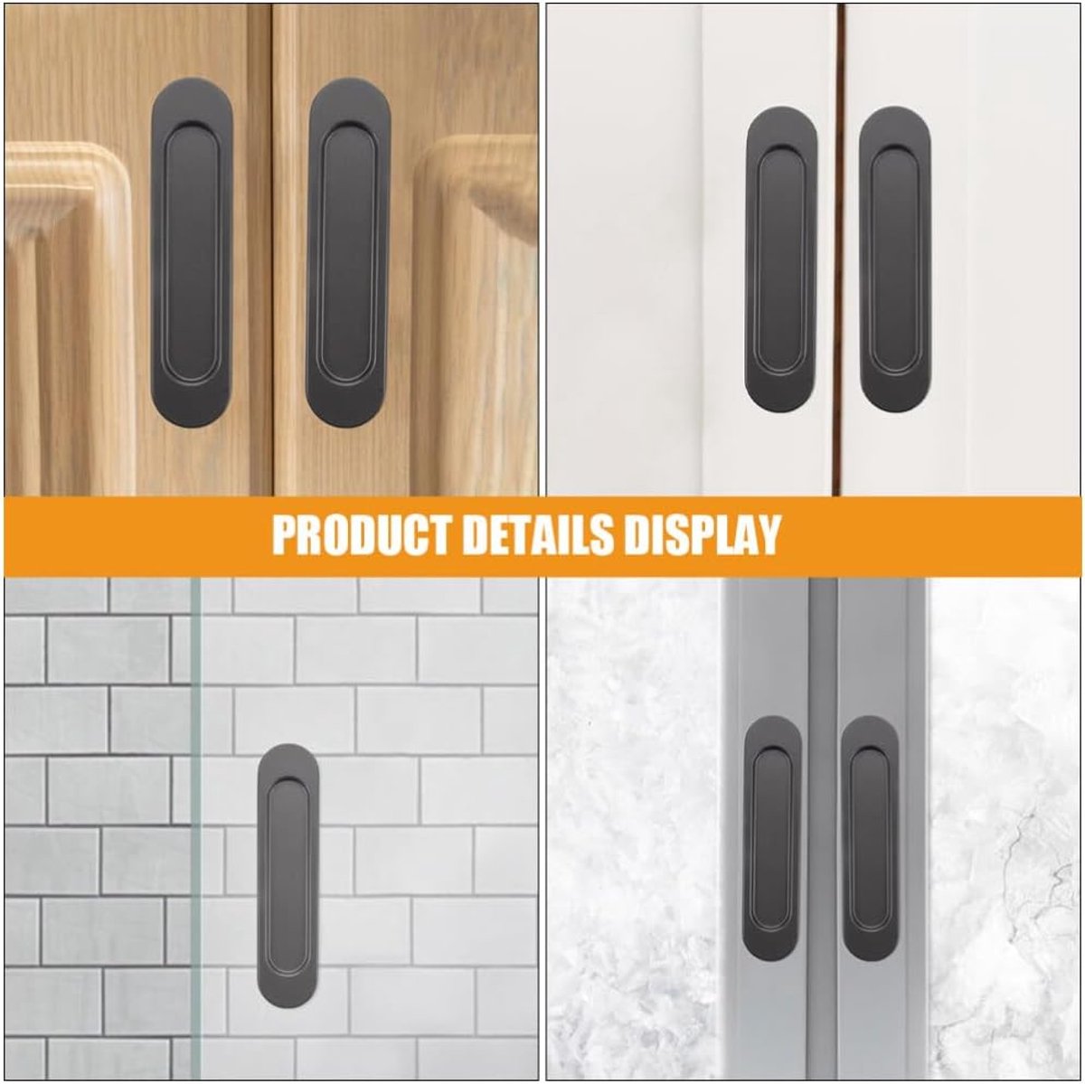 4 pieces - Sliding door handle - black - 149 × 35 × 6 mm - Furniture handle - Door fitting - Furniture knob - Self-adhesive - metal — image 2