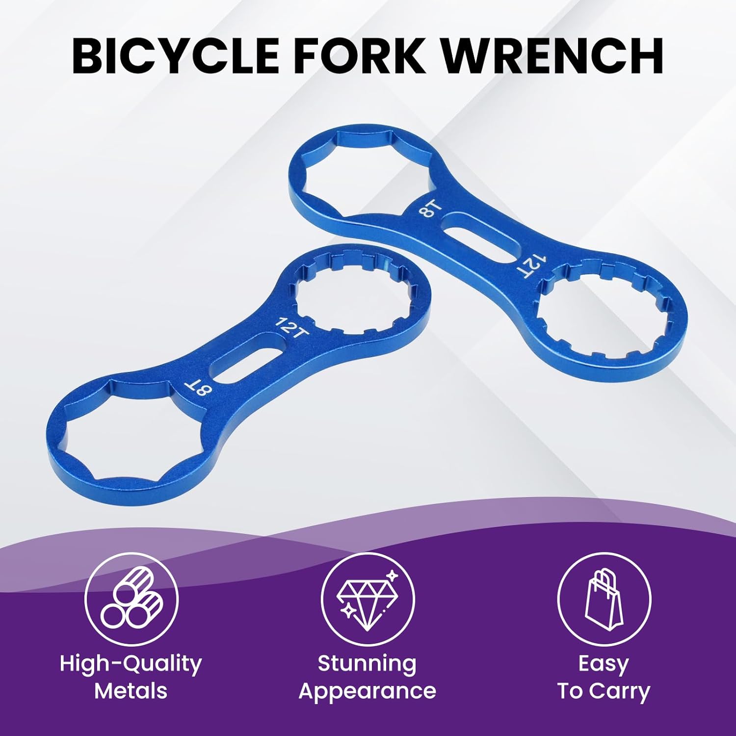 2Pcs Bicycle Fork Cap Wrench, Aluminium Alloy Bike Front Fork Repair Tool, Suspension Forks Cap Spaner Suitable for XCR/XCM/XCT/RST, Blue โ image 3
