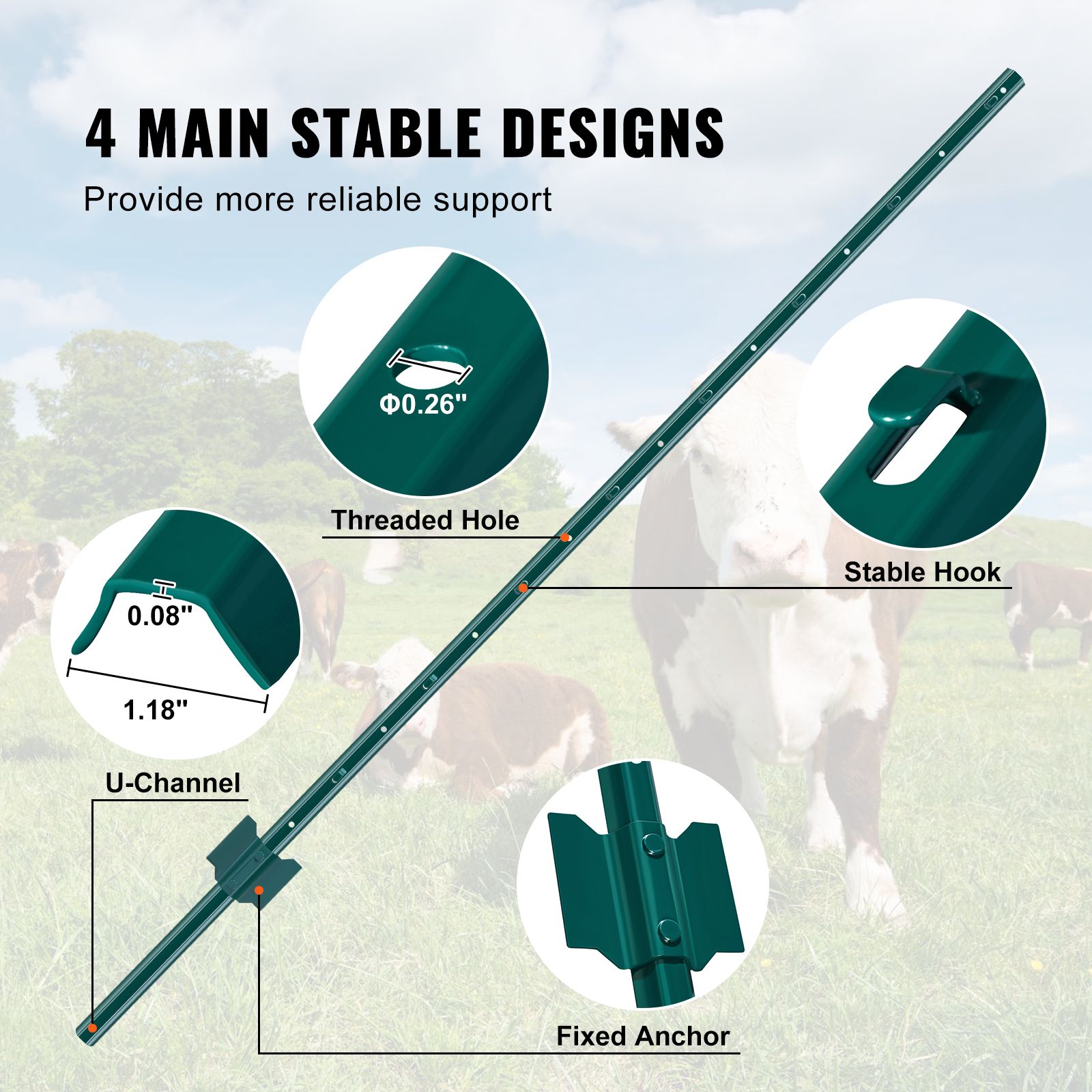 5 Feet Fence Post 10 Pack T-Post Heavy Duty Metal Fence Posts Green โ image 4