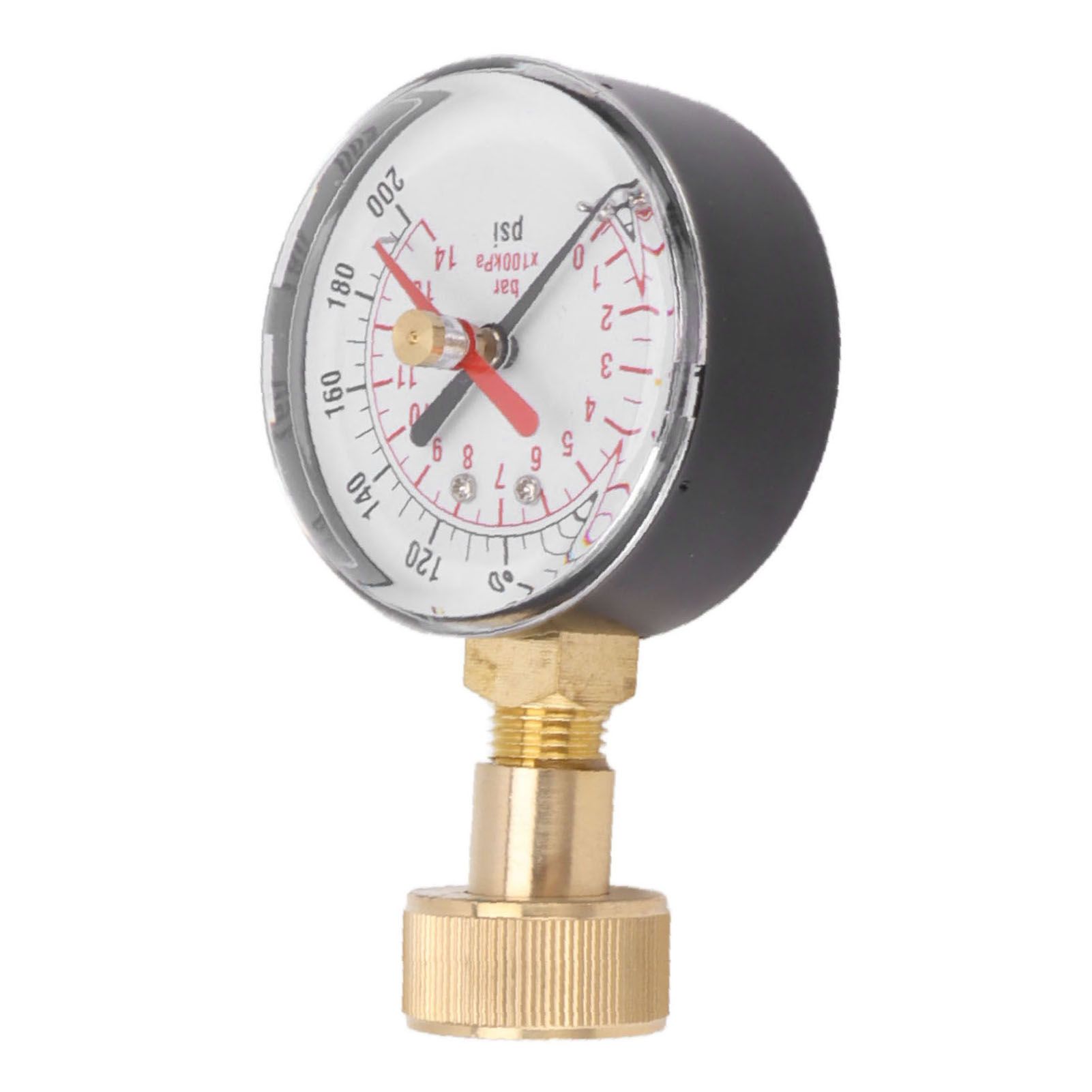 Water Pressure Gauge Aluminum Alloy Iron 0 to 200Psi Universal Water Pressure Test Gauge with 3/4 Female Hose Thread for Replacement — image 4