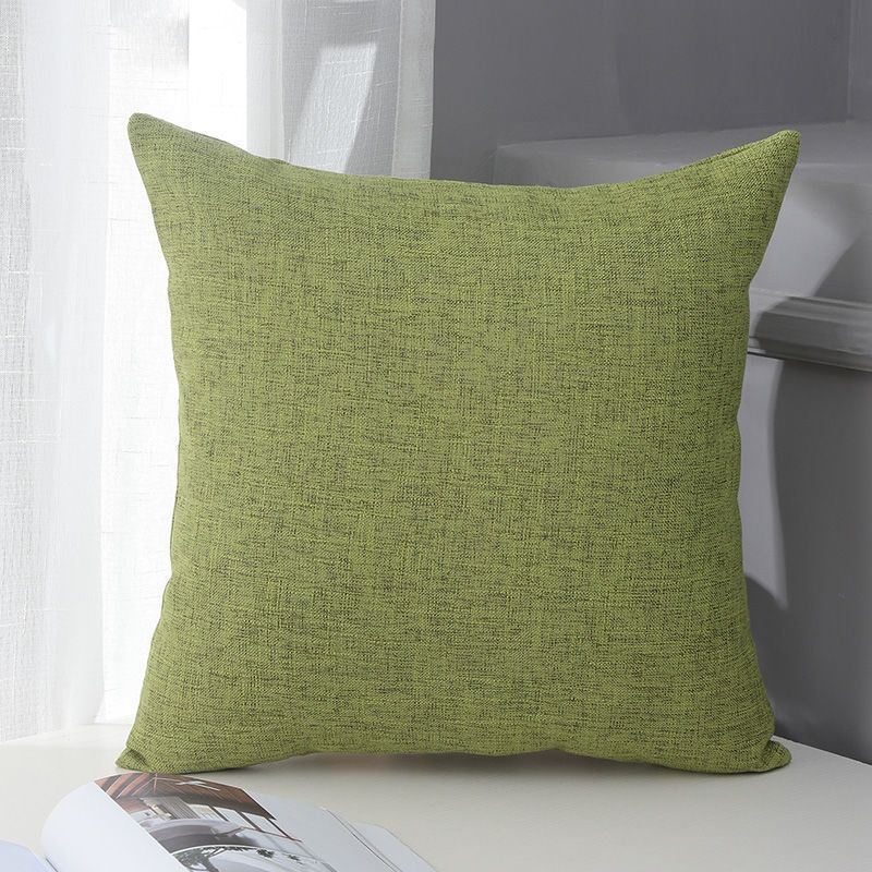 Le Su Cotton Linen Cushion Solid Color with Core 16# grass green 50*50-single pillowcase