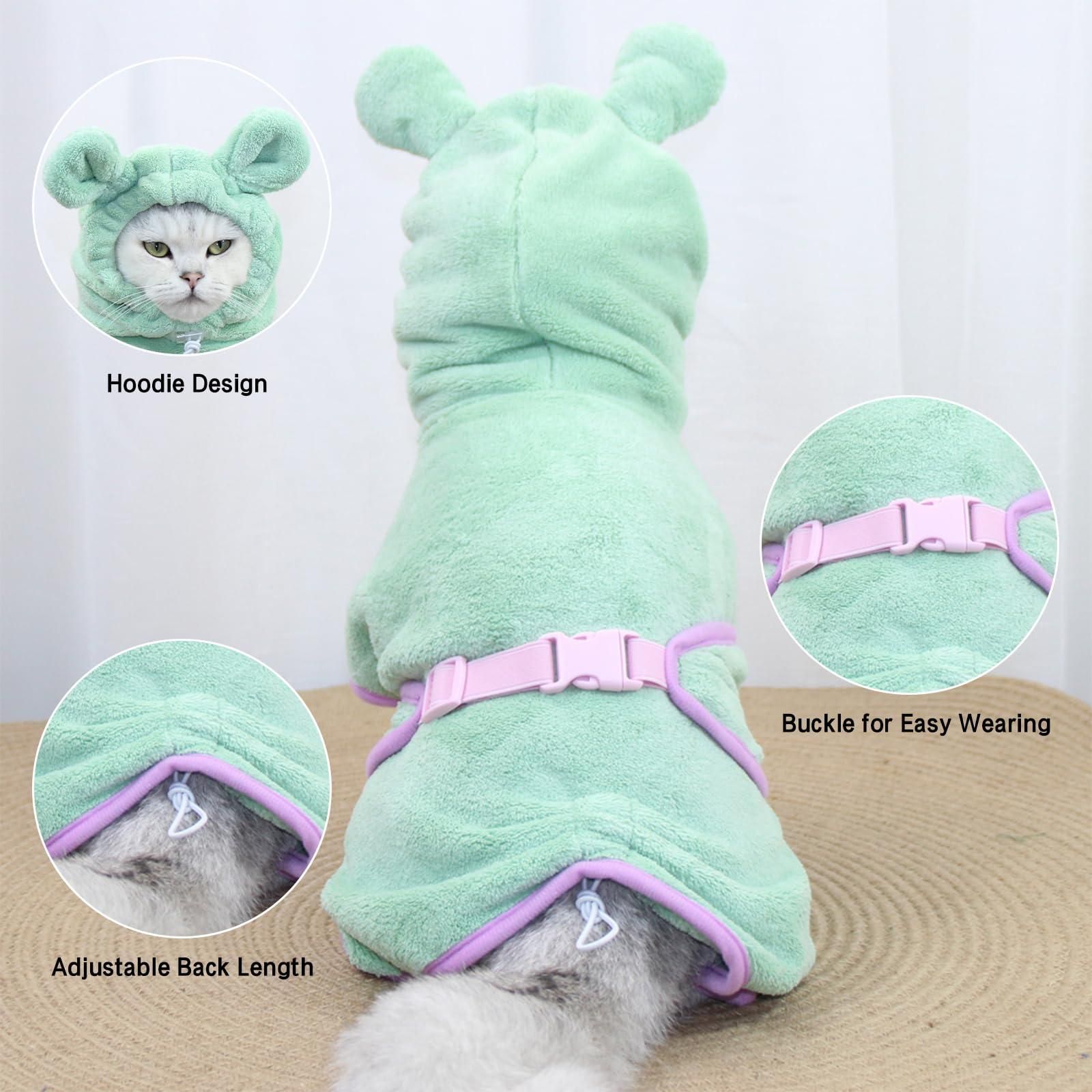Pet Bathrobe Hooded Quick Dry Pink - M — image 4