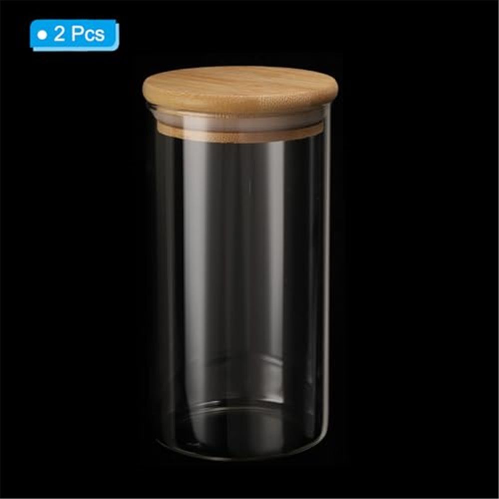 2 PCS Small Glass Storage Jars with Airtight Lids,650ml Cute Clear Storage container with Lid,Glass Pantry Canister for Beans, Rice,Sugar,Cookie Coffee โ image 2