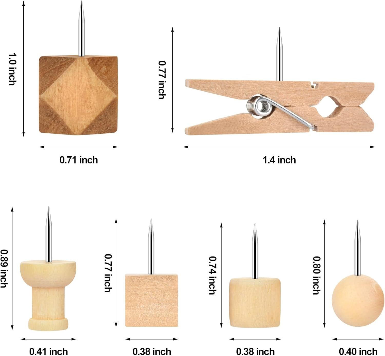 128 Piece Decorative Wooden Pins for Cork Boards and Walls — image 2