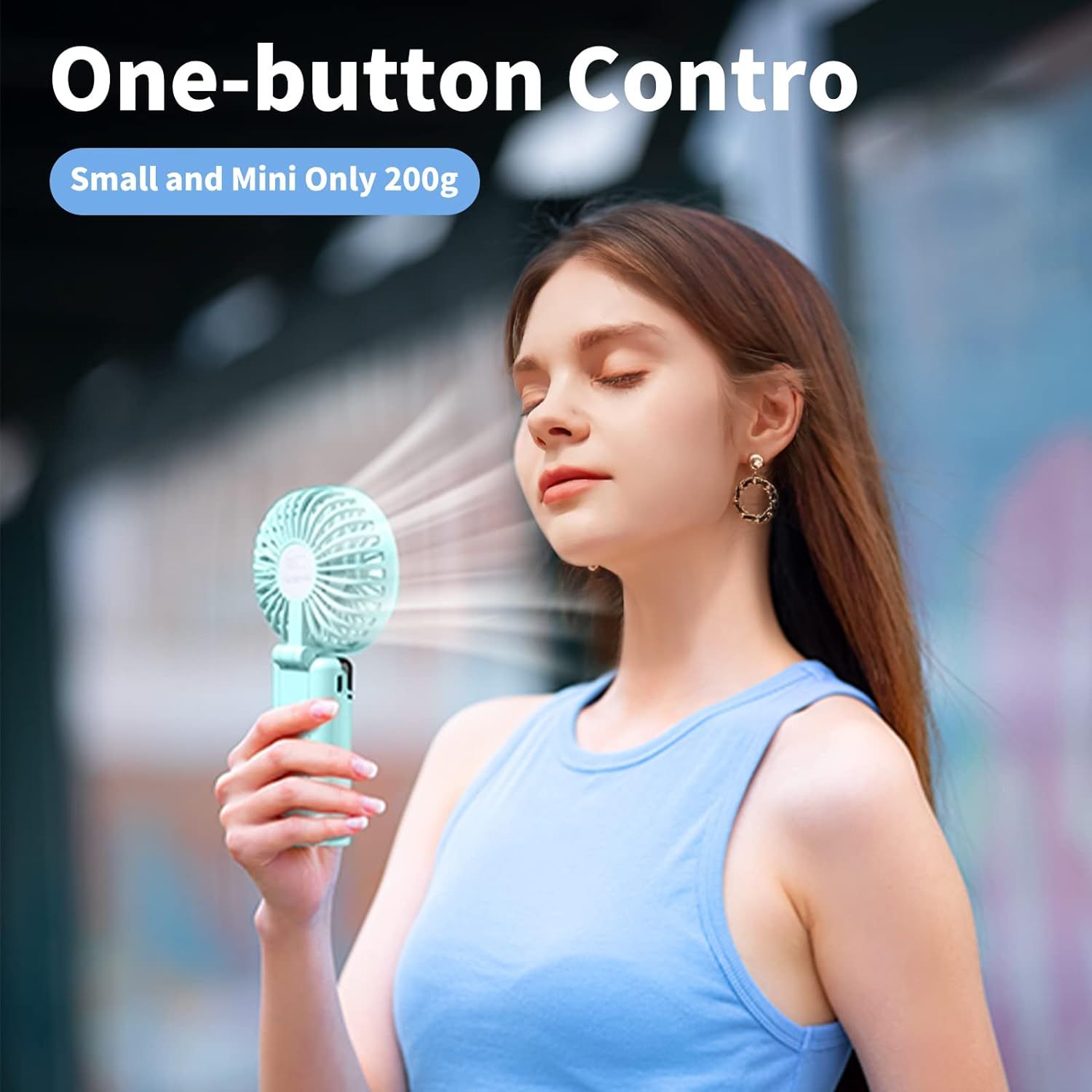 Portable Fan Mini Handheld Fan Rechargeable 3000mAh Battery Powered Cooling Fan with 5 Speeds LED Display Small USB Personal Fan